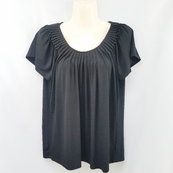 Mercer Street Studio Black Pleated Top L - Picture 1 of 4